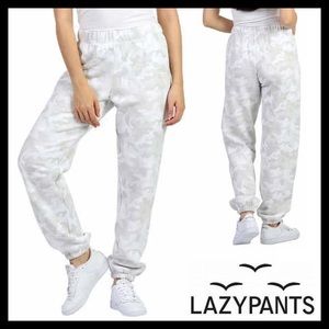 LAZYPANTS Ultra Soft Fleece Jogger Pants White & Grey Camouflage